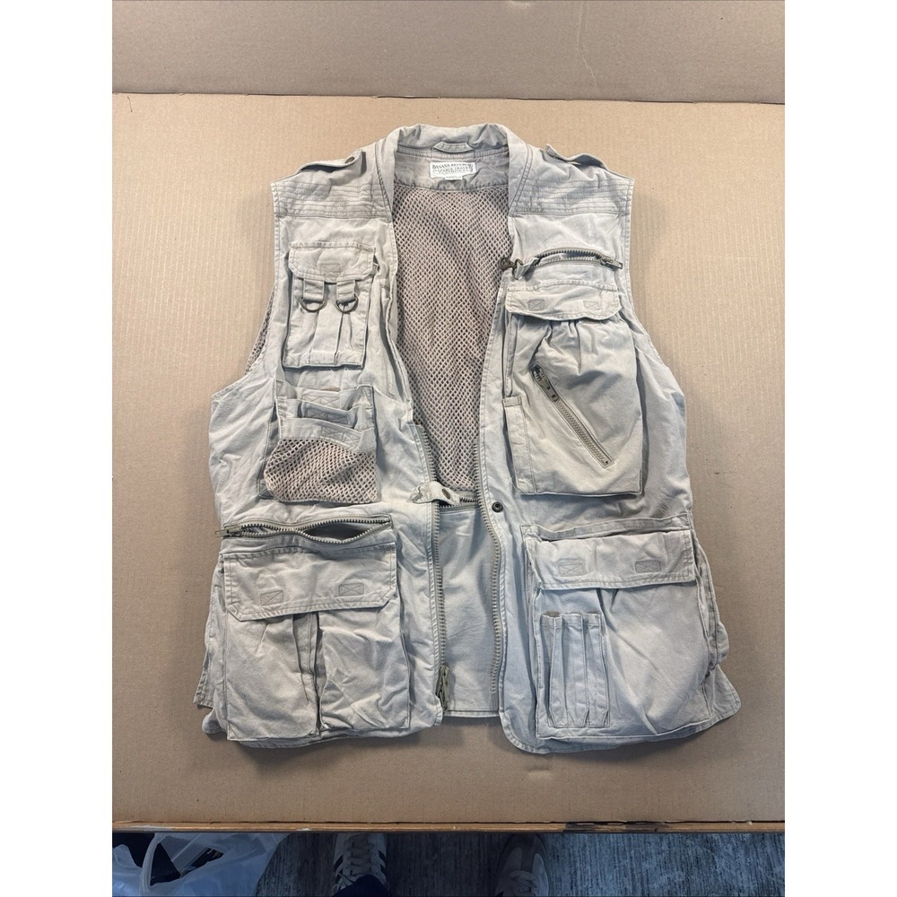 Banana Republic Vintage Utility Safari Hunting Fishing Khaki Vest Size Large‎